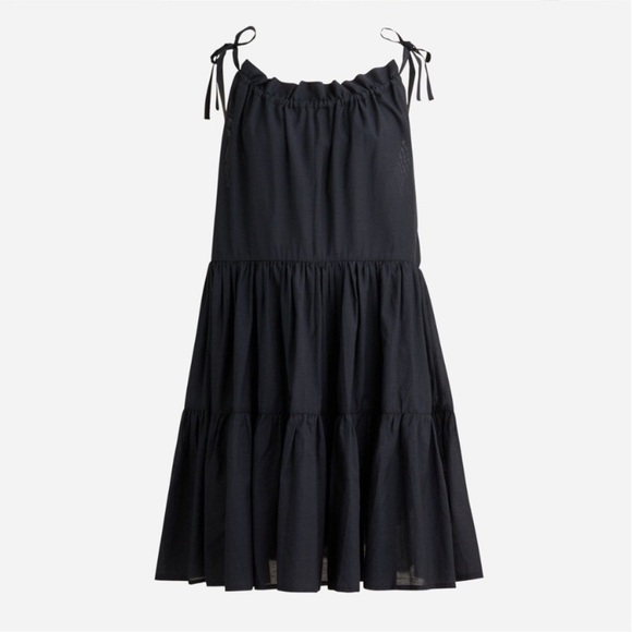 J.Crew Women’s Halter Tie Mini Tiered Dress in Black Size M Vacation Sundress - Picture 1 of 9